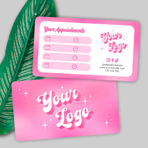 Carte De Rendez-vous Logo de salon de beauté pour faux cils rose rétro