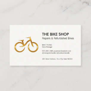 Carte De Rendez-vous Logo de vélos en or   Magasin du vendeur de répara