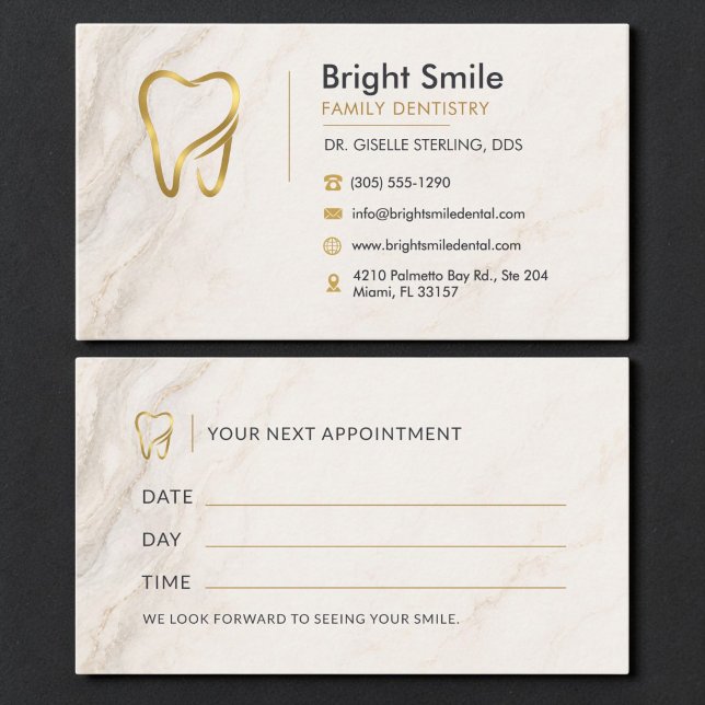 Carte de rendez-vous Logo Dentiste Marble Dental C (Créateur téléchargé)