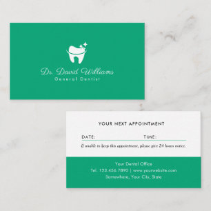 Carte De Rendez-vous Logo Dentiste Soin Dentaire Dents Vert Simple