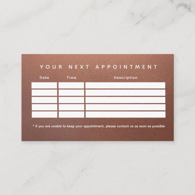 Carte De Rendez-vous Logo d'entreprise Faux Bronze Clean (Devant)