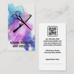 Carte De Rendez-vous Logo du peigne ciseaux   Aquarelle Artistique