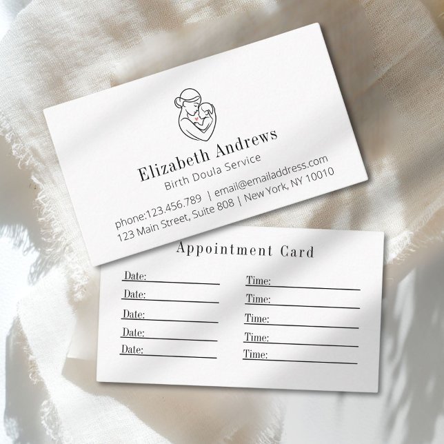 Carte De Rendez-vous Logo-grossesse et maternité minimaliste Doula (Minimalist Birth Doula Logo–Pregnancy & Maternity Appointment Card)