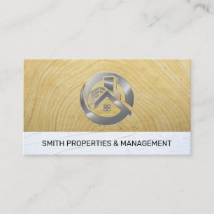 Carte De Rendez-vous Logo immobilier métallique Bois Stucco