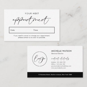 Carte De Rendez-vous Logo minimaliste noir et blanc professionnel simpl