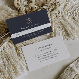 Carte De Rendez-vous Logo Navy & Gold Lotus Spa de massage de bien-êt