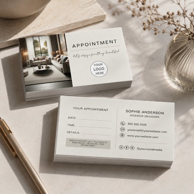 Carte De Rendez-vous Logo professionnel de designer d'intérieur moderne (Modern Interior Designer Professional Logo Appointment Card)