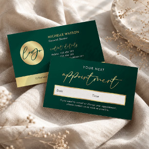 Carte De Rendez-vous Logo Vert & Or Moderne Élégant Professionnel