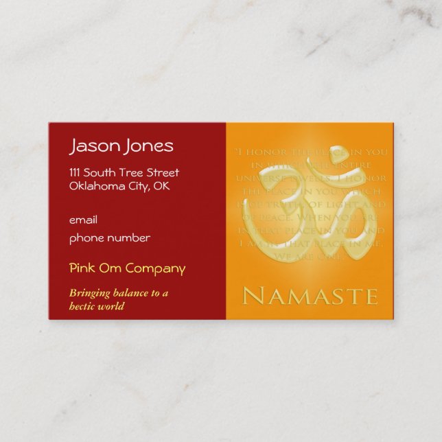 Carte De Rendez-vous L'OM en oranges et or - Namaste (Devant)