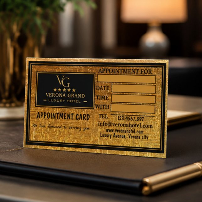 Carte De Rendez-vous Luxury Gold Hotel Appointment Card  (Créateur téléchargé)