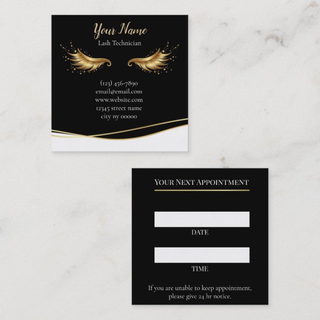 Carte De Rendez-vous Luxury Lash Technician Appointment Card (Devant / Derrière)