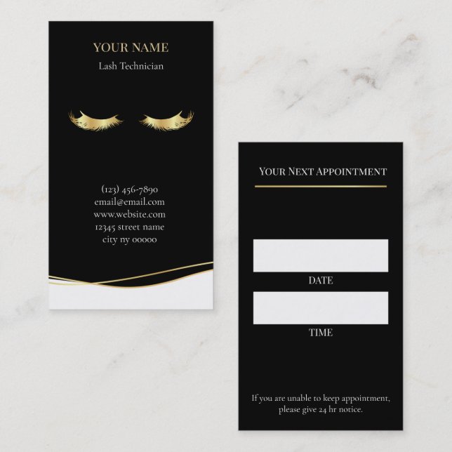 Carte De Rendez-vous Luxury Lash Technician Appointment Card (Devant / Derrière)