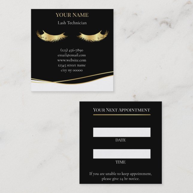 Carte De Rendez-vous Luxury Lash Technician Appointment Card (Devant / Derrière)