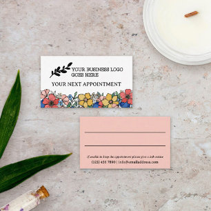 Carte De Rendez-vous Magnifique Logo Floral Corail Jaune Bleu