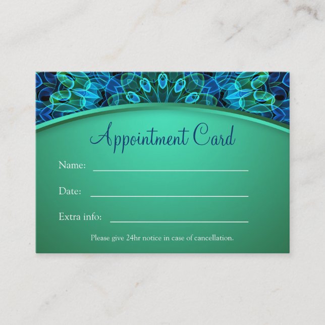 Carte de rendez-vous Mandala Blue & Green Gems (Devant)