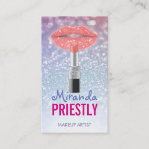 Carte De Rendez-vous Maquillage Artiste Beauté Salon Lèvres rouges et b