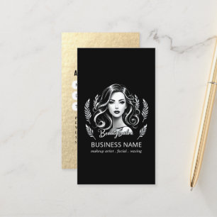 Carte De Rendez-vous Maquillage Artiste Coiffure Stylo moderne Noir Bla