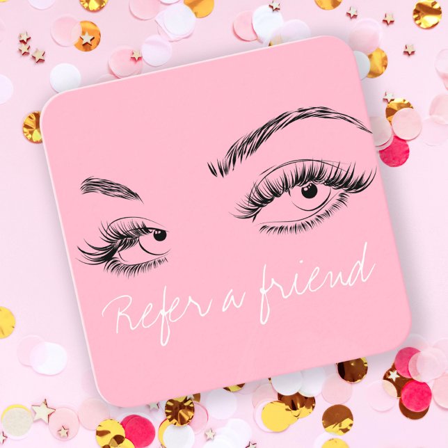 Carte De Rendez-vous Maquillage Artiste Lashes Brows Pink Référer un am (Créateur téléchargé)