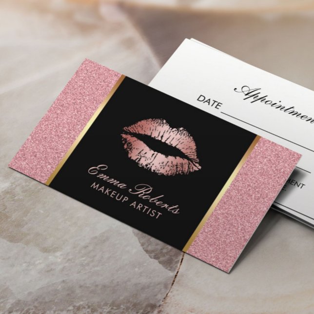 Carte De Rendez-vous Maquillage Artiste Rose Gold Parties scintillant L (Créateur téléchargé)