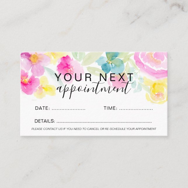 Carte De Rendez-vous Maquillage de cheveux floral lâche rose printanier (Devant)