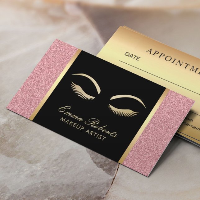 Carte De Rendez-vous Maquillage de trait et de trait Artiste Salon de B (Créateur téléchargé)