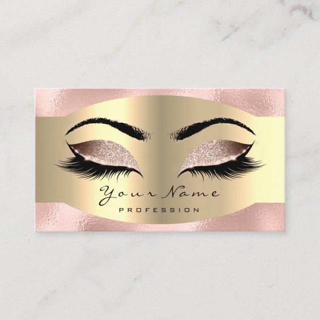 Carte De Rendez-vous Maquillage d'or rose - Extension Lashes (Devant)
