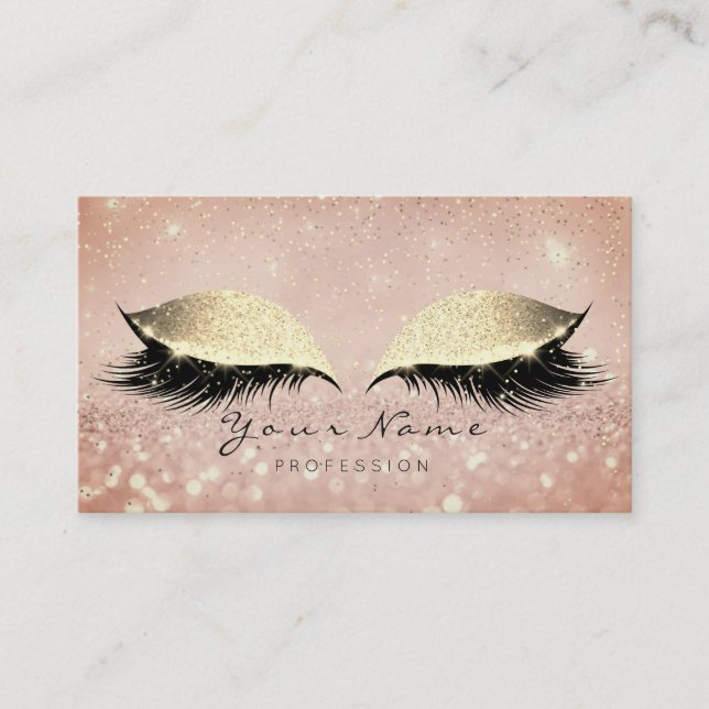 Carte De Rendez-vous Maquillage Rose Gold Lashes Parties scintillant be (Devant)