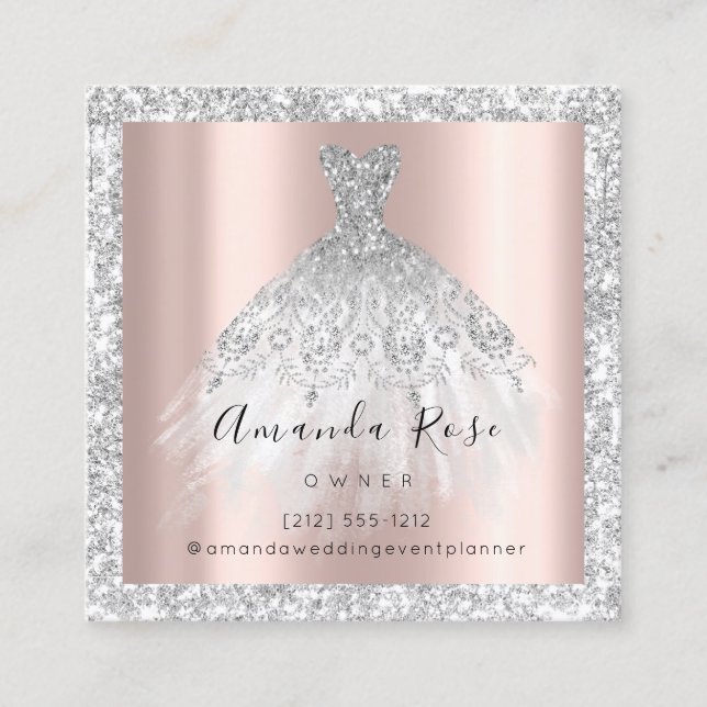 Carte De Rendez-vous Mariage, planificateur d'événements Rose Gold Glit (Devant)