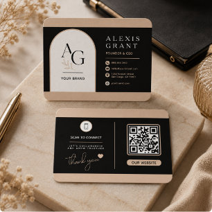 Carte De Rendez-vous Marque QR Luxe Beige Noir