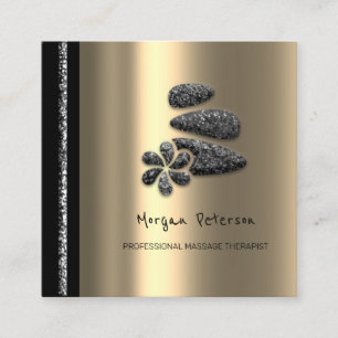 Carte De Rendez-vous Massage Spa Wellness Floral Stone Logo Gold Grey