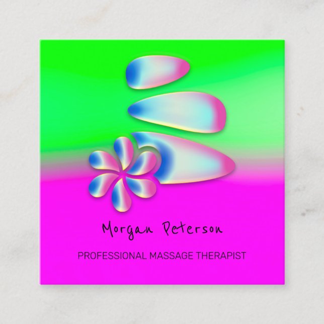 Carte De Rendez-vous Massage Spa Wellness Flower Pink Holographe (Devant)