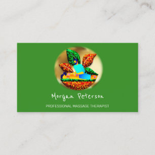 Carte De Rendez-vous Massage Spa Wellness Golden Logo Lotus Green