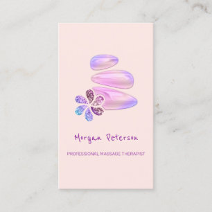 Carte De Rendez-vous Massage Spa Wellness Holographe Logo en pierre Ver
