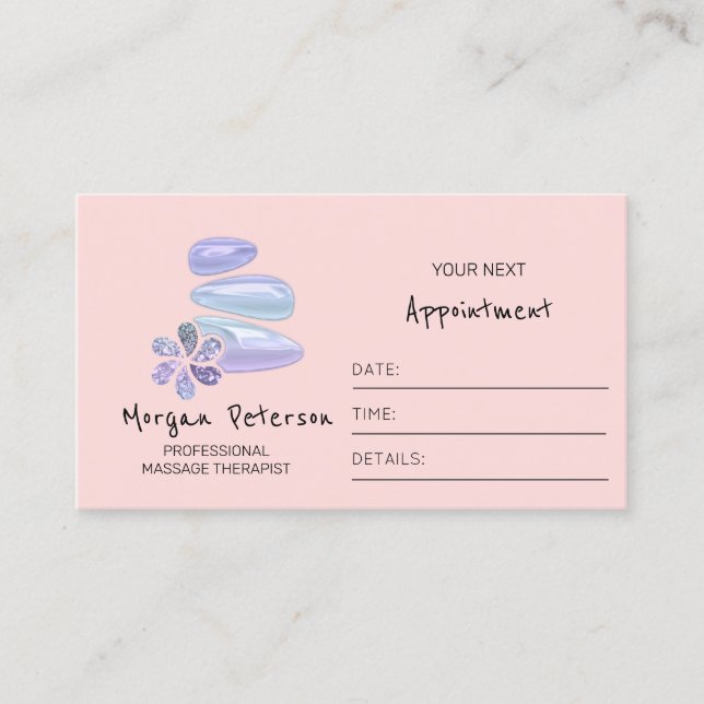 Carte De Rendez-vous Massage Spa Wellness Logo Flower Blue Rose (Devant)