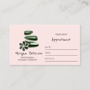 Carte De Rendez-vous Massage Spa Wellness Logo Flower Rose vert