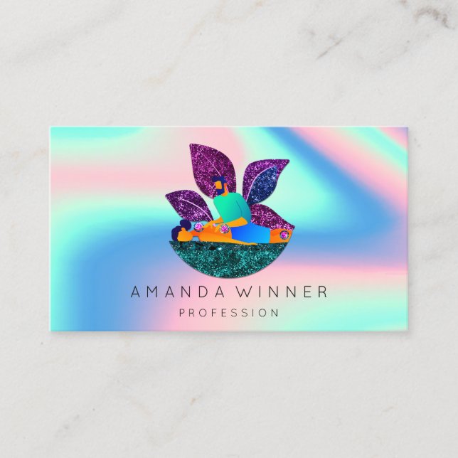 Carte De Rendez-vous Massage Spa Wellness Logo Personnalisé Holographiq (Devant)