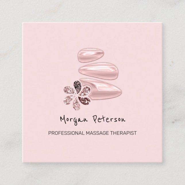 Carte De Rendez-vous Massage Spa Wellness Pink Logo Carré (Devant)