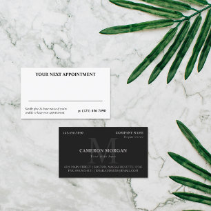Carte De Rendez-vous Matte Black Gris Monogramme Professionnel