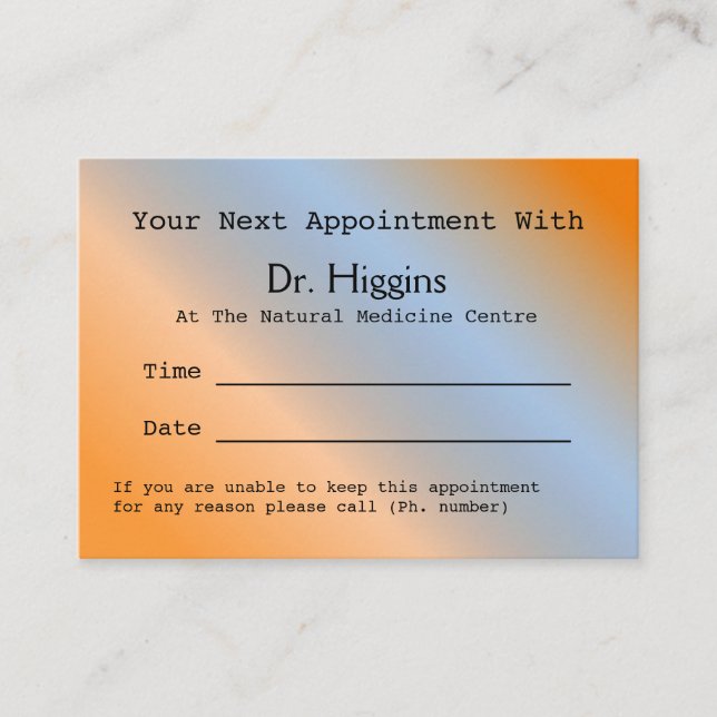 Carte de rendez-vous médicale et dentaire orange m (Devant)