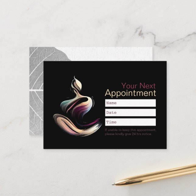 Carte De Rendez-vous Méditation Yoga Instructeur Lotus Pose Brush Strok (Devant/Arrière en situation)