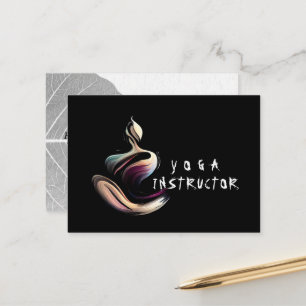 Carte De Rendez-vous Méditation Yoga Instructeur Lotus Pose Brush Strok