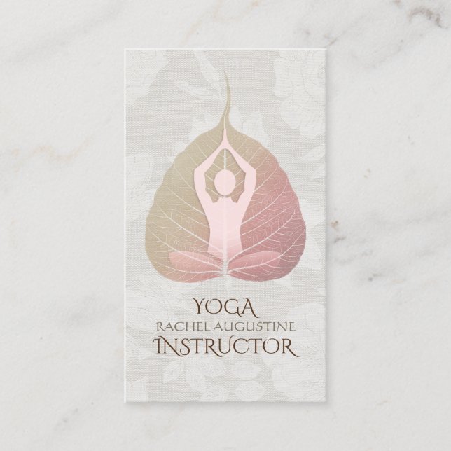Carte De Rendez-vous Méditation YOGA Instructeur Nomination Bodhi Leaf (Devant)