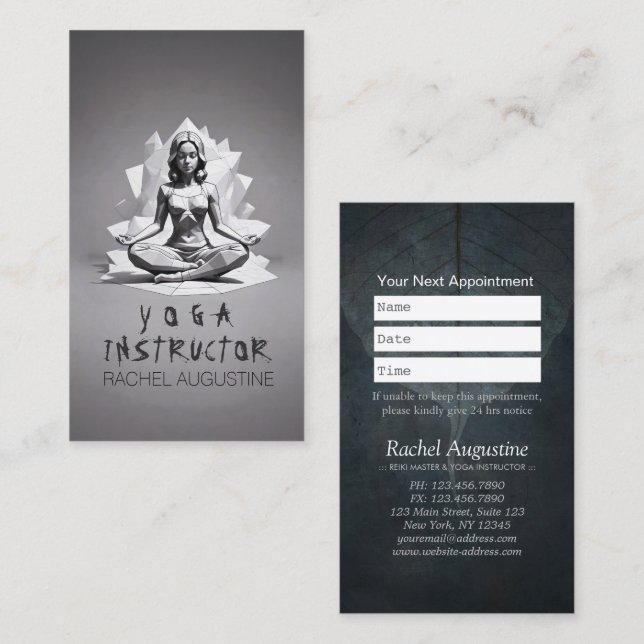 Carte De Rendez-vous Méditation Yoga Instructeur Reiki Master Low Poly (Devant / Derrière)