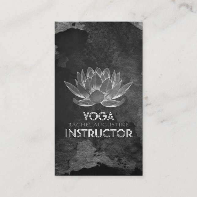 Carte De Rendez-vous Méditation YOGA instructeur Reiki noir blanc Lotus (Devant)