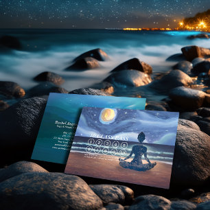 Carte De Rendez-vous Méditation Yoga Lune Lumière Ciel Océan 10 Classe