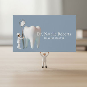 Carte De Rendez-vous Mini dentiste et dent brillante Dusty Blue Soins d