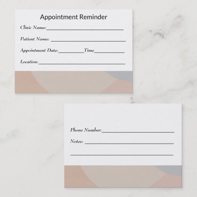 Carte De Rendez-vous Minimal Appointment Reminder Card Clean Design (Devant / Derrière)