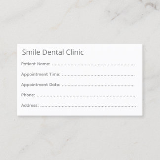 Carte De Rendez-vous Minimal Gray Dental Appointment Card