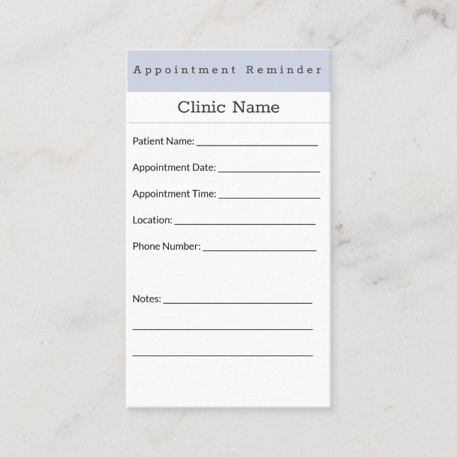 Carte de rendez-vous minimale Bleu doux (Devant)