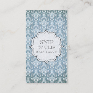Carte De Rendez-vous Mode antique grunge bleue de coiffeur de damassé